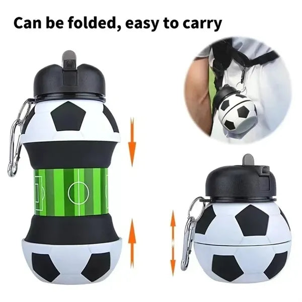 Clip-On Collapsible Silicone Sport ball Water Bottle