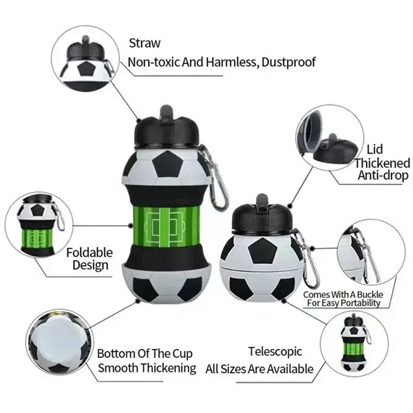 Clip-On Collapsible Silicone Sport ball Water Bottle