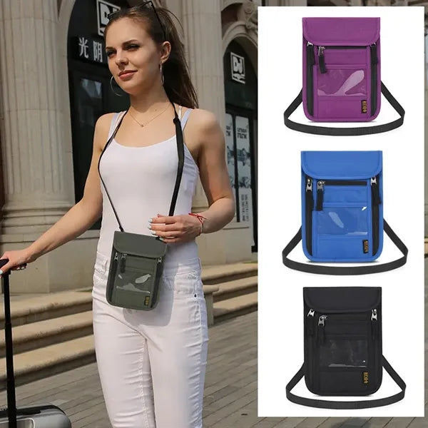RFID Blocking Neck Wallet Passport Holder
