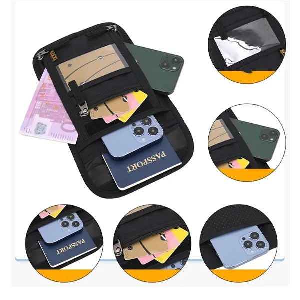 RFID Blocking Neck Wallet Passport Holder