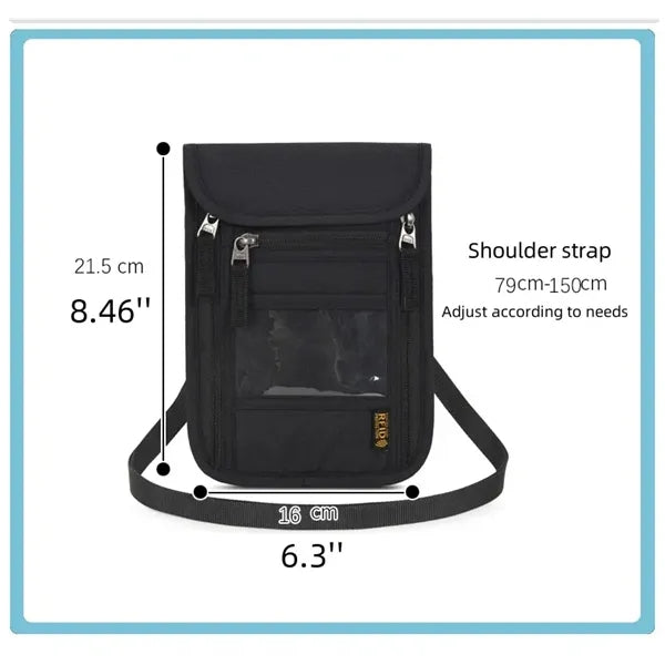 RFID Blocking Neck Wallet Passport Holder