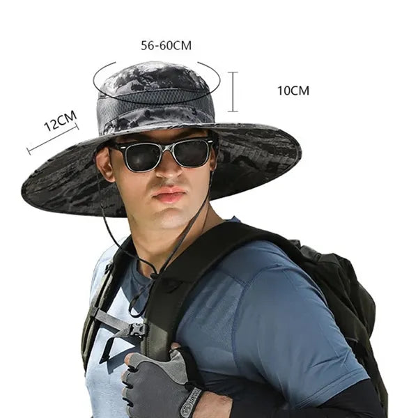 Outdoor Wide Brim Sun Hat with 2 Solar Fan