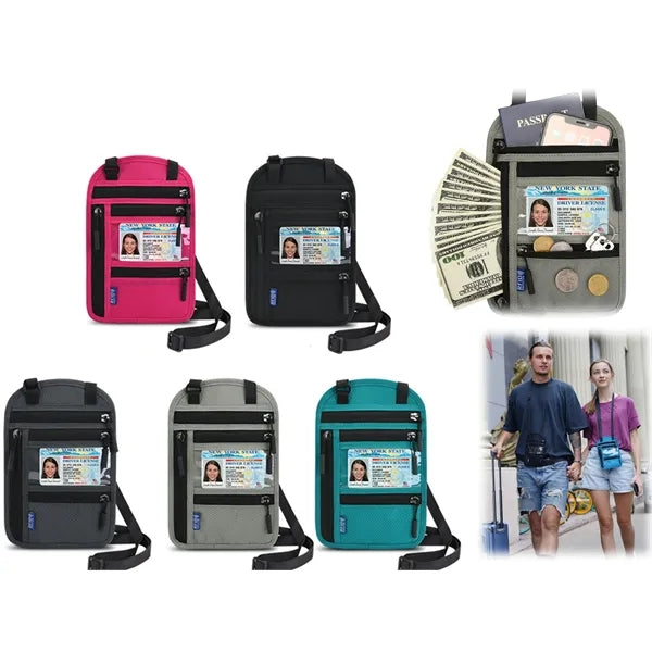 RFID Blocking Neck Wallet Passport Holder