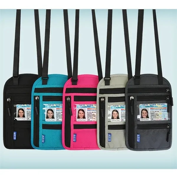 RFID Blocking Neck Wallet Passport Holder