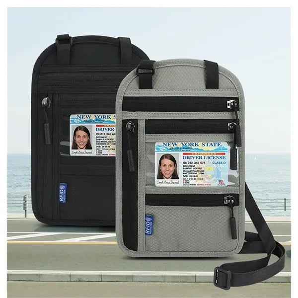 RFID Blocking Neck Wallet Passport Holder