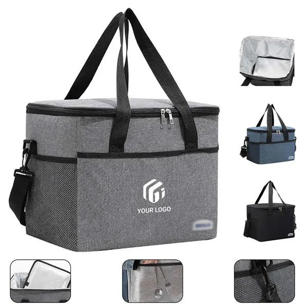 Large insulated lunch bag cooler tote with shoulder strap