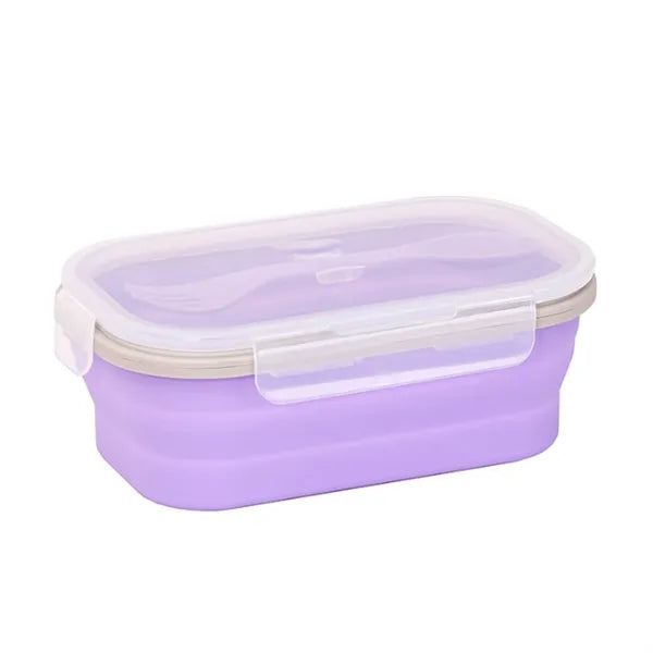 Foldable Silicone Lunch Container with Utensils
