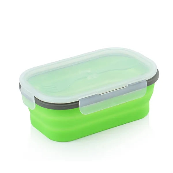 Foldable Silicone Lunch Container with Utensils