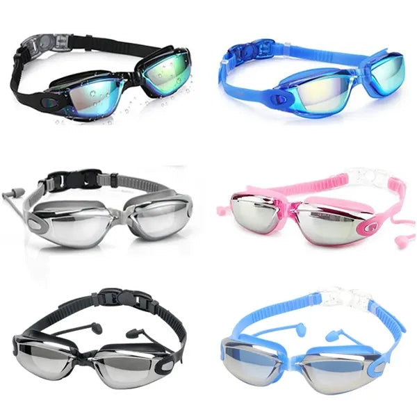 Unisex Waterproof and Anti-Fog Plating Swimming Goggles