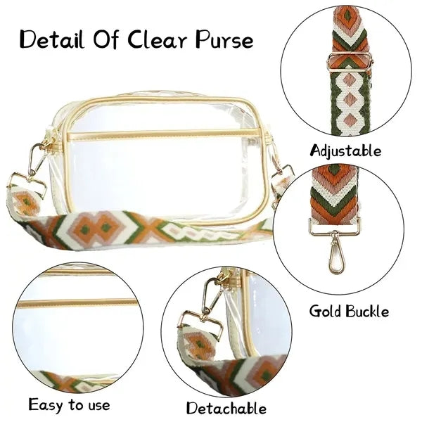 Stadium Approved Clear Crossbody Purse Bag with Guitar Strap