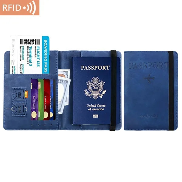 PU Leather RFID Passport Holder Cover Wallet