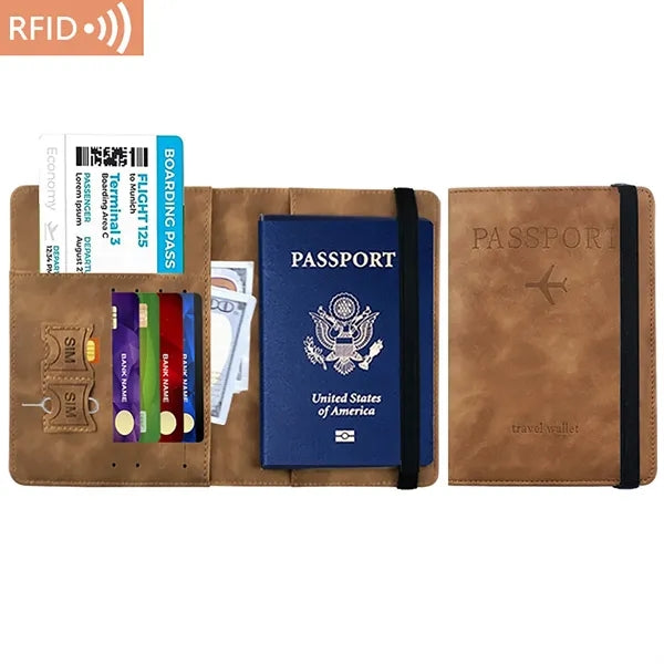 PU Leather RFID Passport Holder Cover Wallet