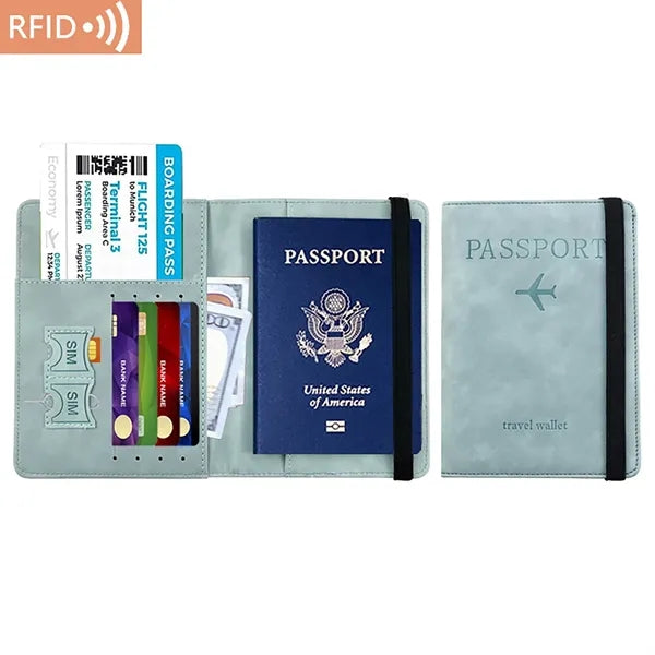 PU Leather RFID Passport Holder Cover Wallet