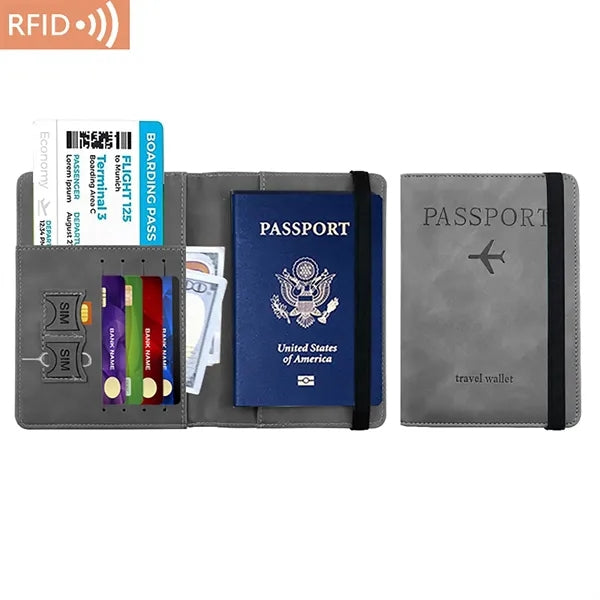 PU Leather RFID Passport Holder Cover Wallet