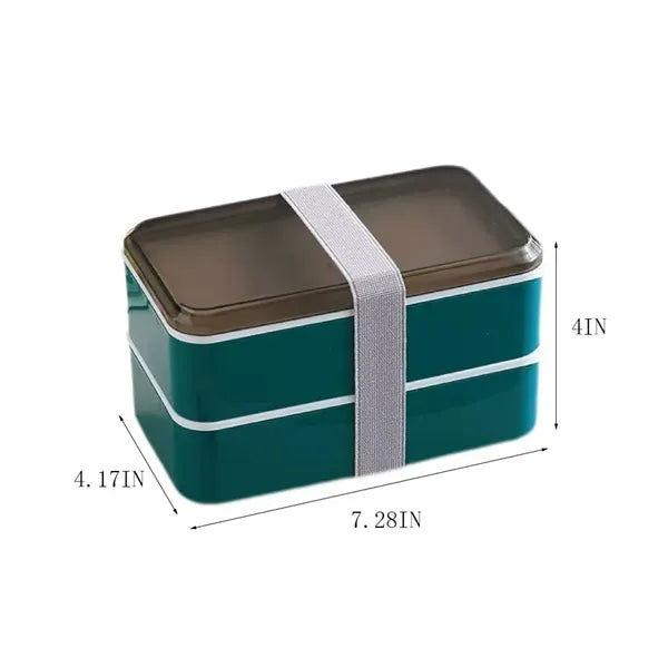 Double sealed lunch box with spoon and fork