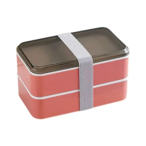 Double sealed lunch box with spoon and fork