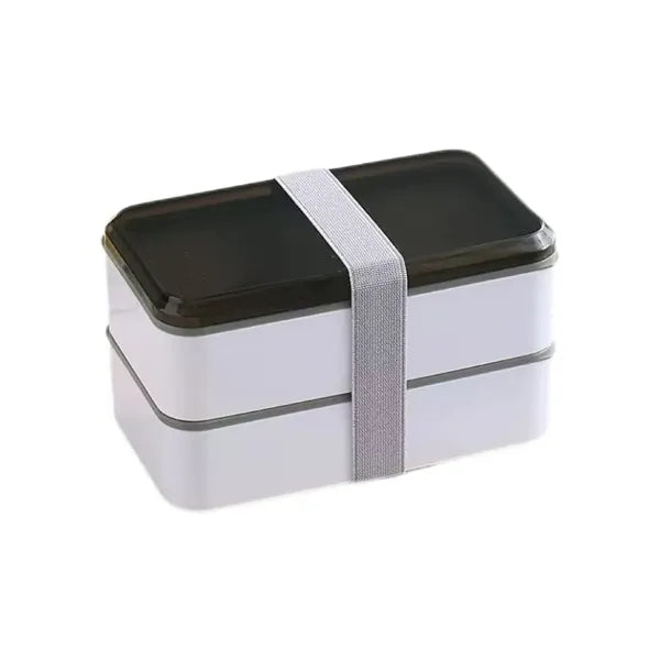 Double sealed lunch box with spoon and fork