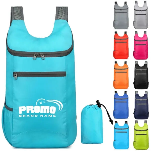Foldable Lightweight Backpack with Zippered Pockets
