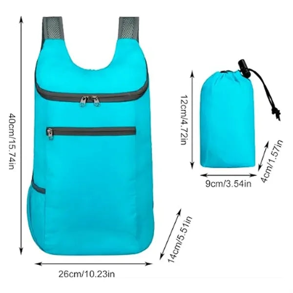 Foldable Lightweight Backpack with Zippered Pockets