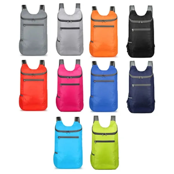 Foldable Lightweight Backpack with Zippered Pockets
