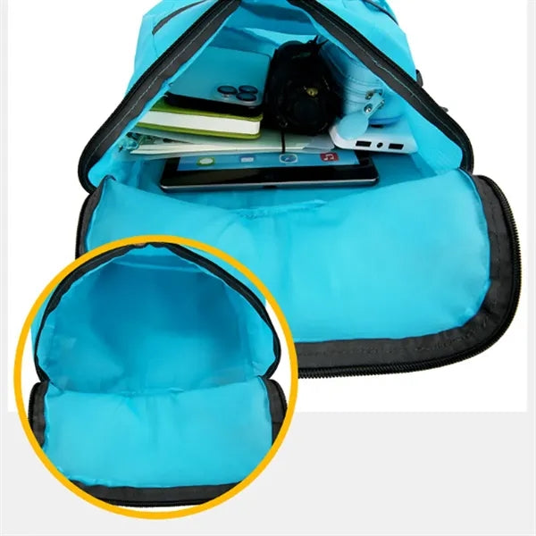 Foldable Lightweight Backpack with Zippered Pockets