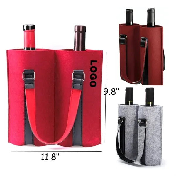 Felt Wine Tote Bag For 2 Bottles