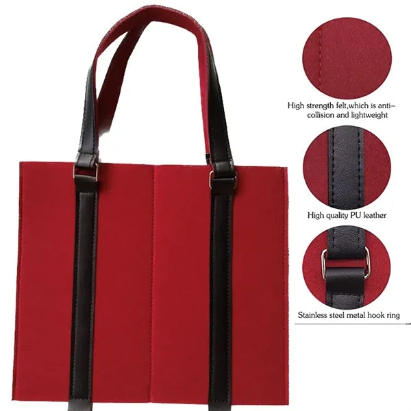 Felt Wine Tote Bag For 2 Bottles