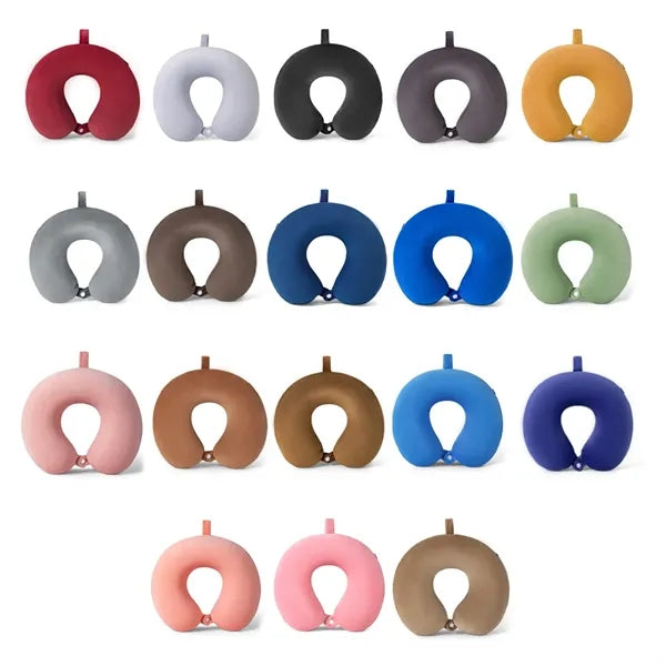 Soft U-Shaped Travel Neck Pillow with Button Closure