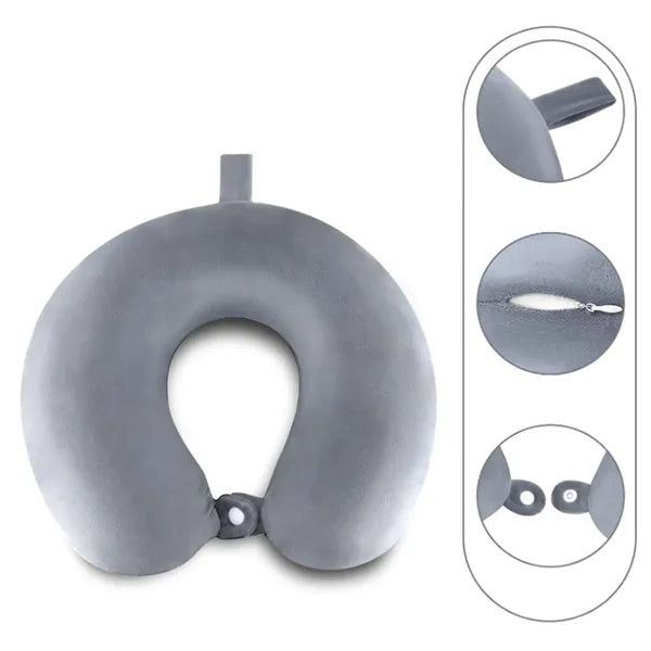 Soft U-Shaped Travel Neck Pillow with Button Closure