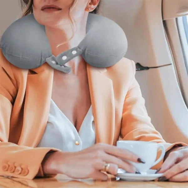 Soft U-Shaped Travel Neck Pillow with Button Closure