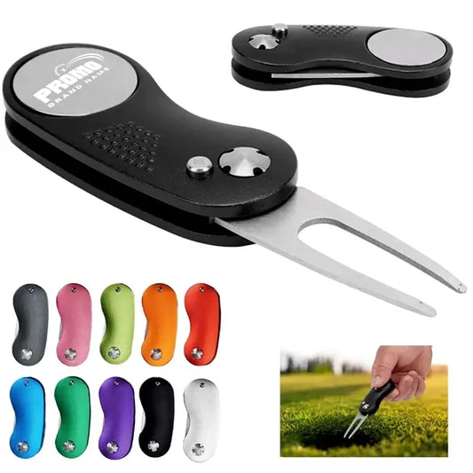 Golf Divot Tool with Magnetic Ball Marker and Clip