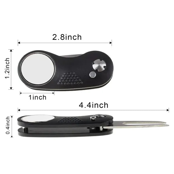 Golf Divot Tool with Magnetic Ball Marker and Clip