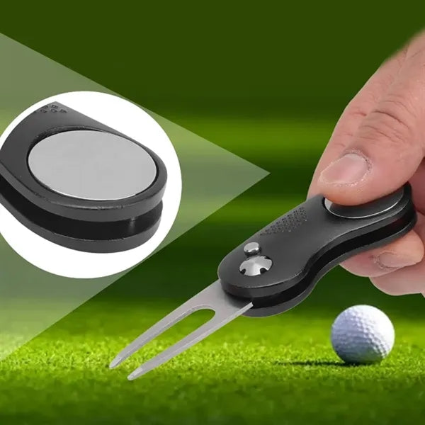 Golf Divot Tool with Magnetic Ball Marker and Clip