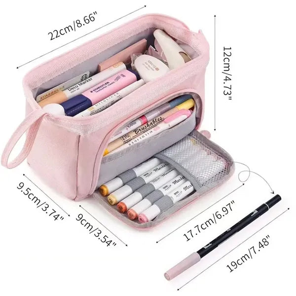 Double Layer Canvas Pencil Case ,Durable & Spacious.