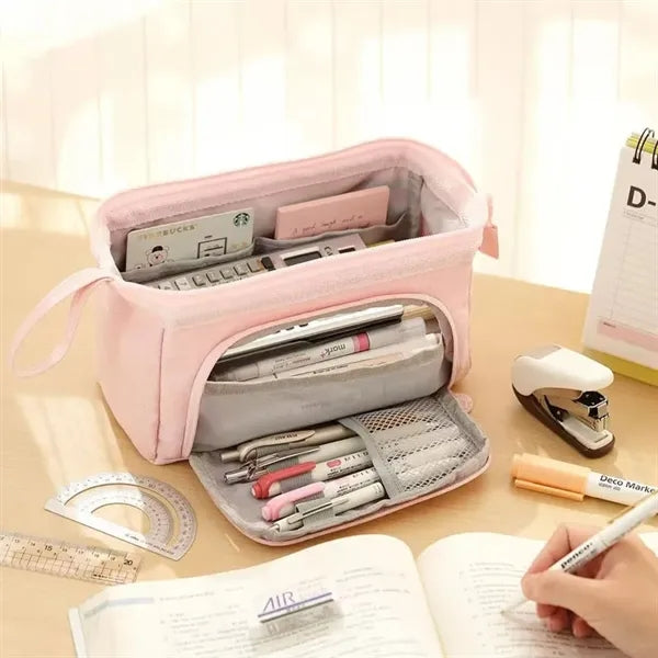 Double Layer Canvas Pencil Case ,Durable & Spacious.