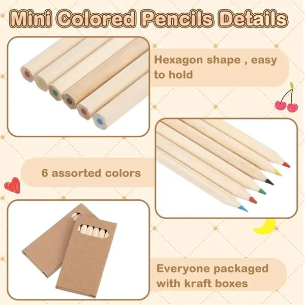 Mini Colored Pencils Bulk in Kraft Boxes
