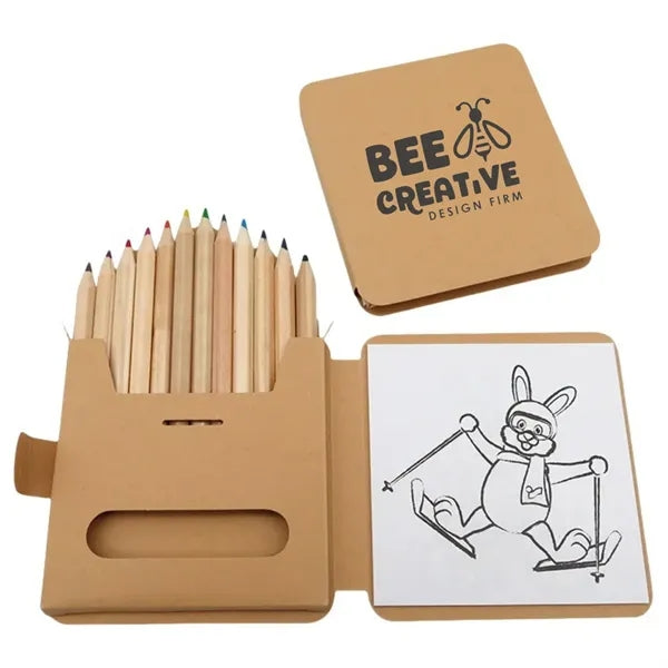 Portable 12 Color Pencil and Notebook Set