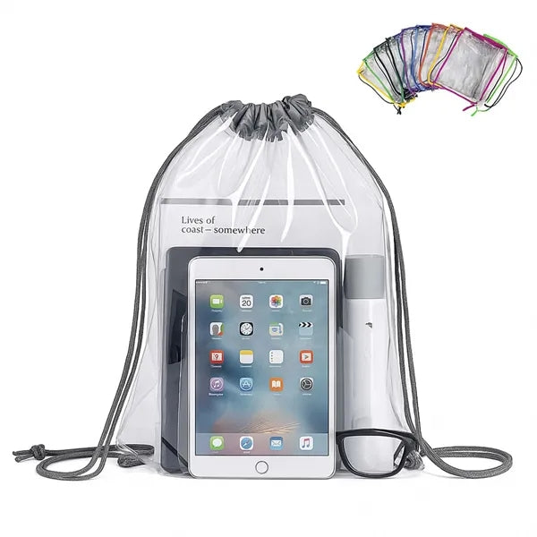 Clear PVC Drawstring Bag for Daily Use and Storage