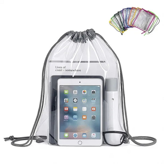 Clear PVC Drawstring Bag for Daily Use and Storage
