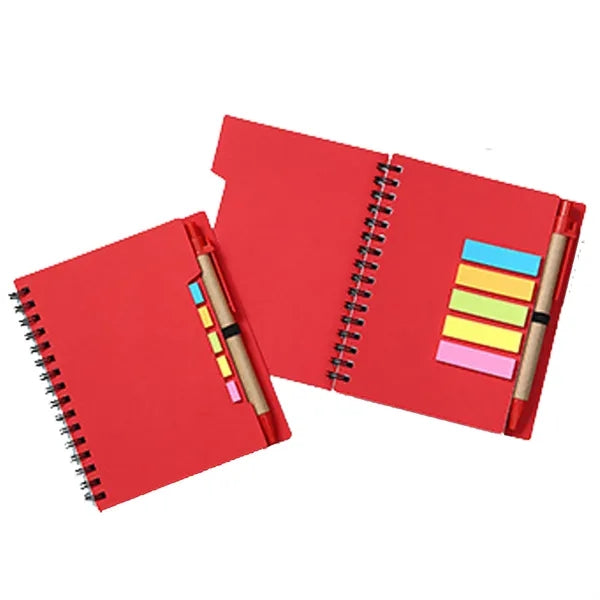 Kraft Paper Spiral Notebook with Pen & Sticky Flags