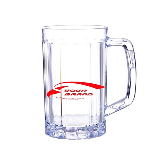 17 Oz Beer Stein Mugs Handles Clear Acrylic Cups