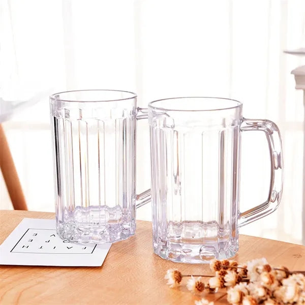 17 Oz Beer Stein Mugs Handles Clear Acrylic Cups