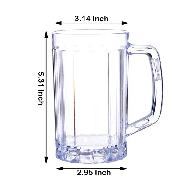 17 Oz Beer Stein Mugs Handles Clear Acrylic Cups