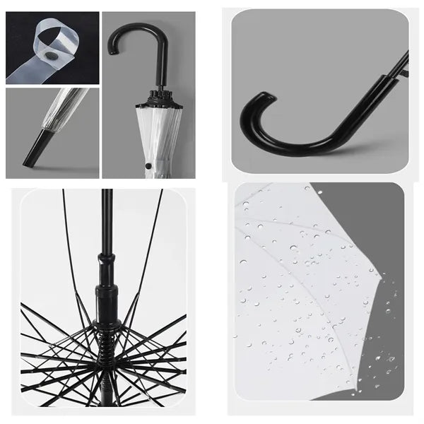 Clear Umbrella with White Trim for Rainy Day Use