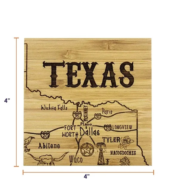 4inch natural bamboo square mosaic coasters with storage box
