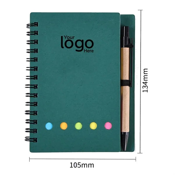 Eco-Friendly Sticky Note Set with Kraft Paper Notebook & Pen