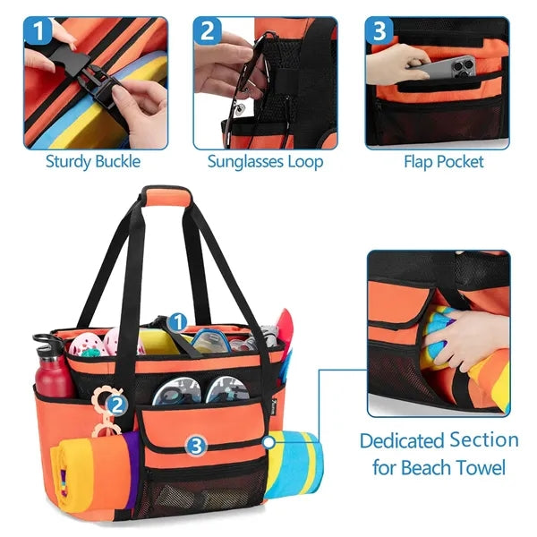 Beach Tote Bag with Cooler Compartment