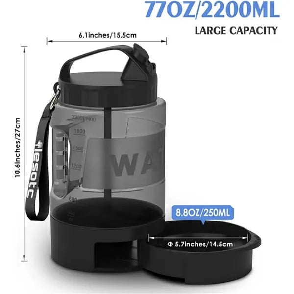 Dog Water Bottle with Detachable Bowl Large Capacity