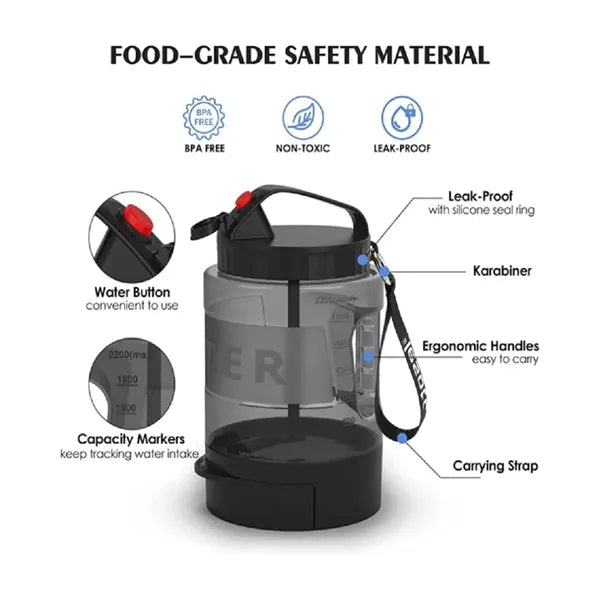 Dog Water Bottle with Detachable Bowl Large Capacity