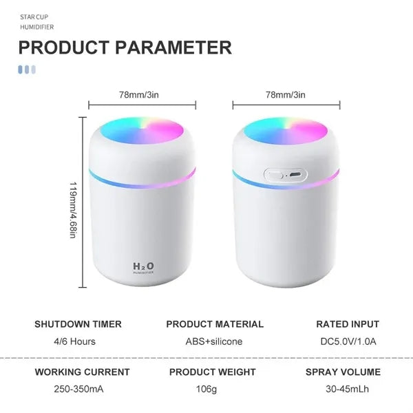 Portable Mini Colorful Cool Air Humidifier